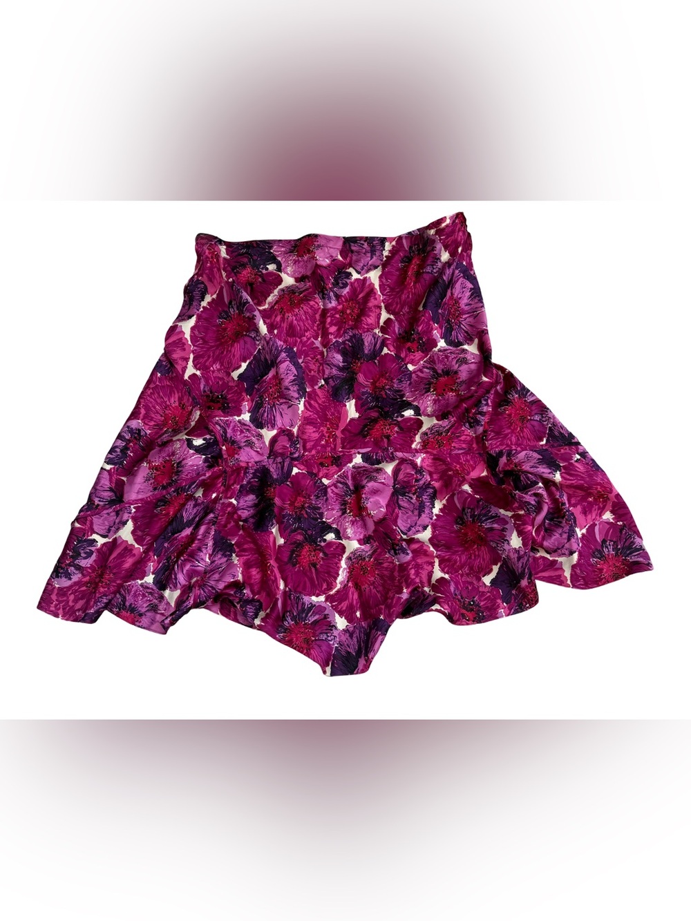 Dana Buchman 100 Silk Floral Handkerchief Hem Skirt Size 14 chic Romantic Floral